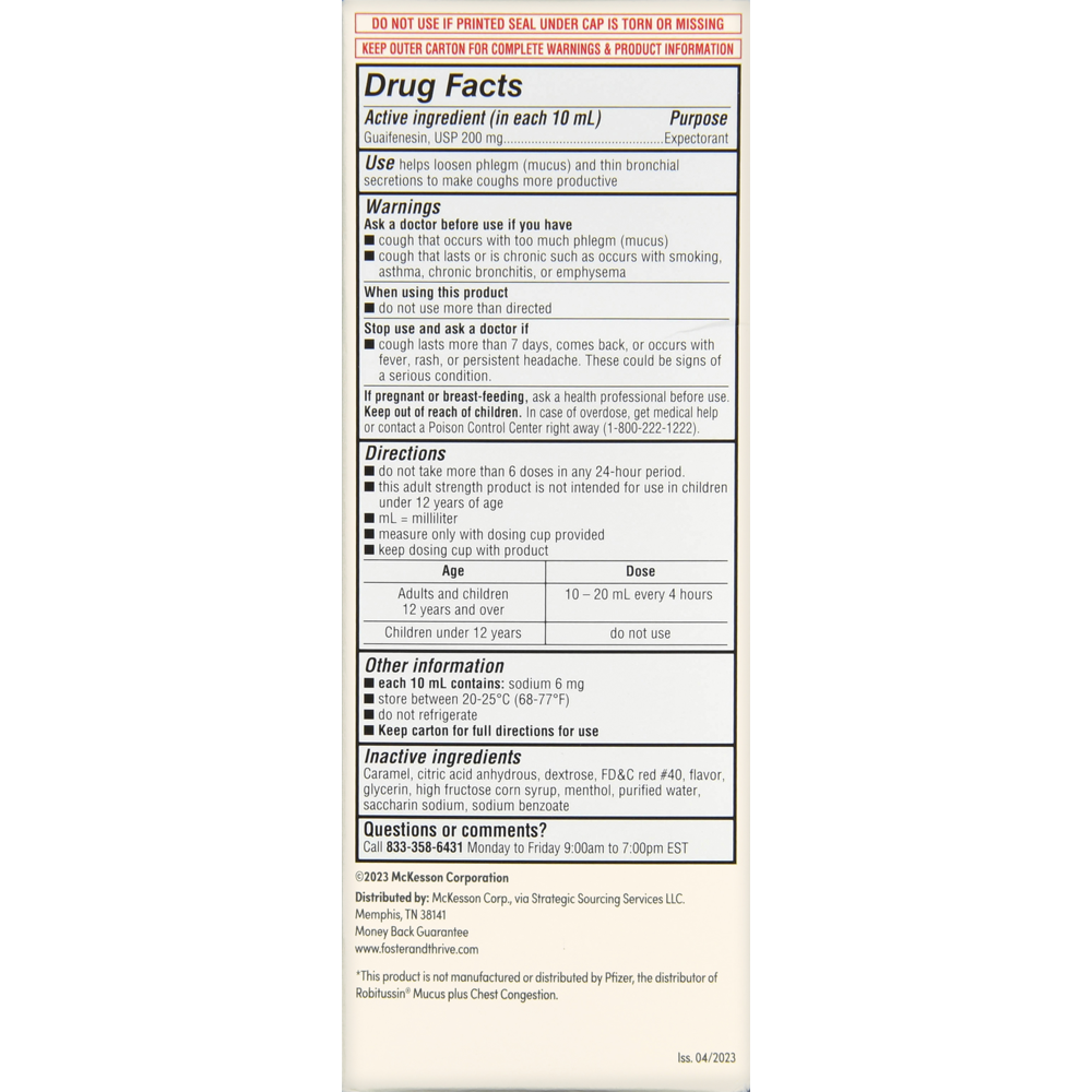 Foster & Thrive Adult Tussin Guaifenesin Oral Solution