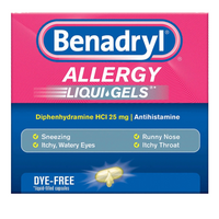 Thumbnail for BENADRYL Allergy Antihistamine Dye-Free LIQUI-GELS with Diphenhydramine HCl 25 mg