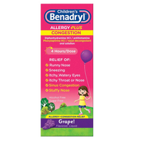 Thumbnail for Children's BENADRYL Allergy Plus Congestion Nasal Decongestant & Sinus Liquid Medicine for Kids