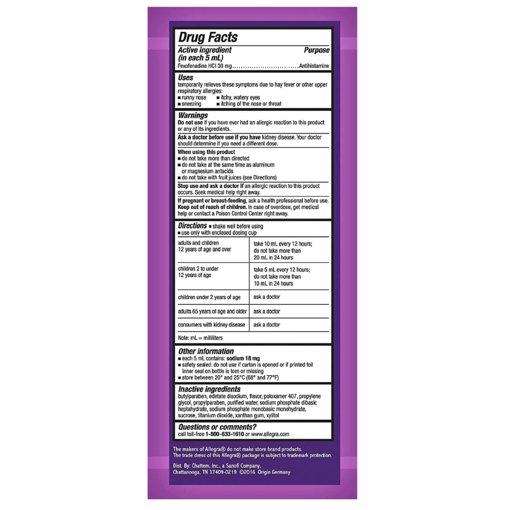 Children's Allegra Allergy 12 Hour Liquid Berry