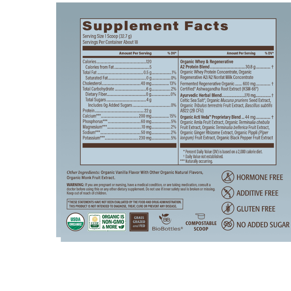 ORGANIC MEN'S PROTEIN GRASSFED WHEY POWDER - 18 SERVINGS