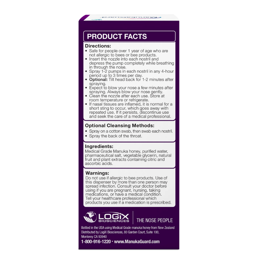 Extra Strength Allercleanse Nasal Spray, Medical Grade Manuka Honey MGO 600