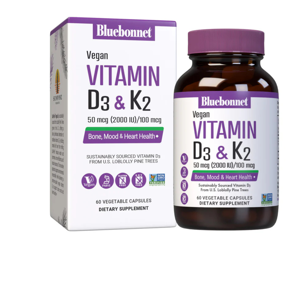 VITAMINA D3 VEGANA 50 mcg (2000 UI) y K2 100 mcg