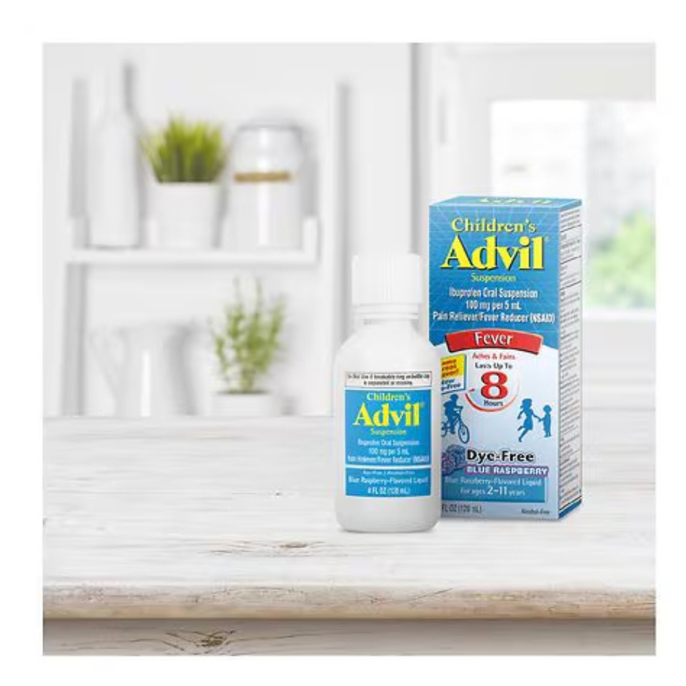 Advil Suspensión para niños sin colorantes sabor frambuesa azul