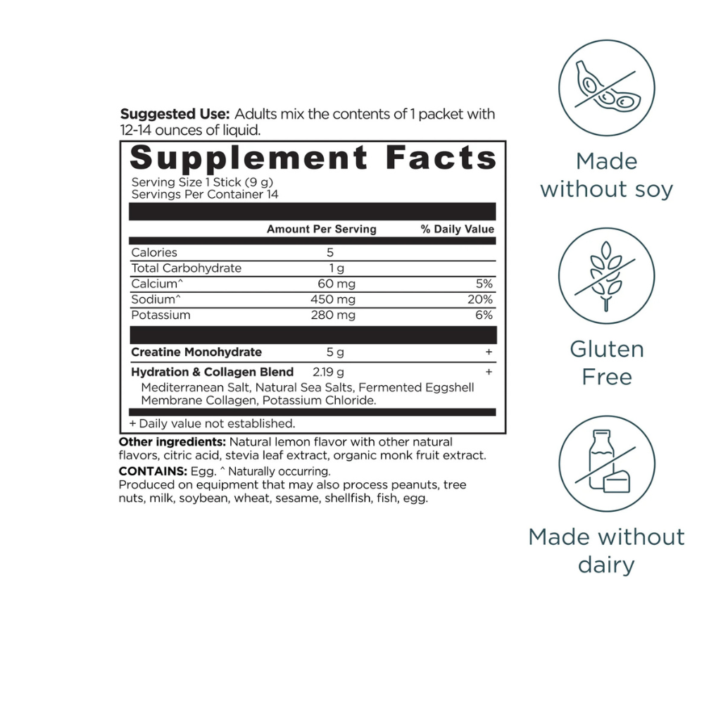 CREATINE + COLLAGEN + ELECTROLYTES STICK PACKS