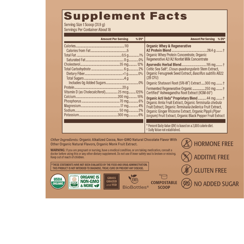 Organic Women's Protein Grassfed Whey Powder - 18 Servings