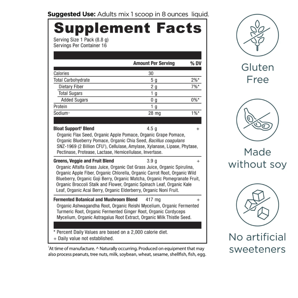 ORGANIC SUPERGREENS BLOAT RELIEF STICK PACKS