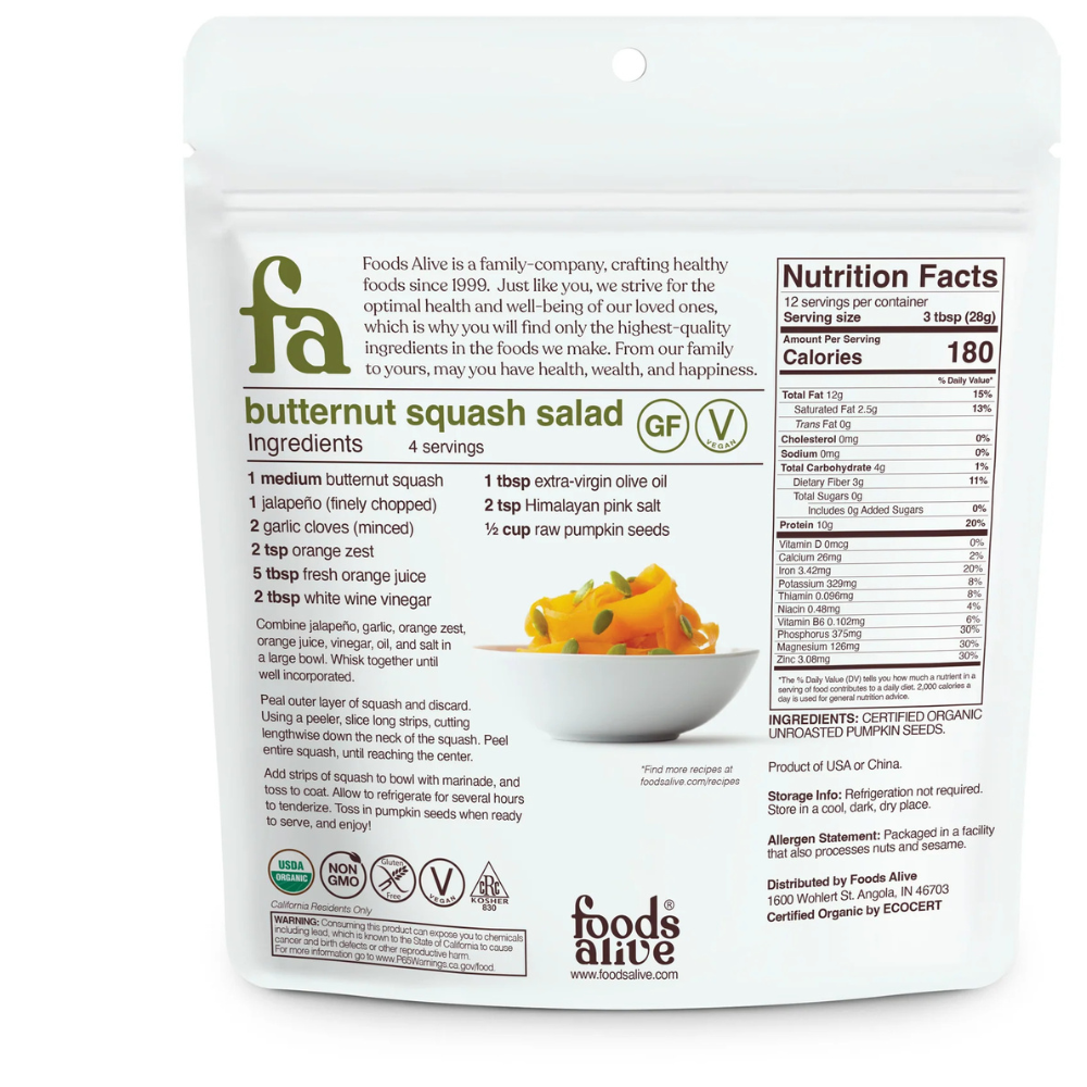 Organic Pumpkin Seeds (Hulled)