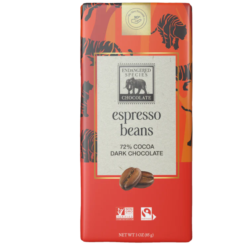 granos de café espresso + chocolate negro 72%