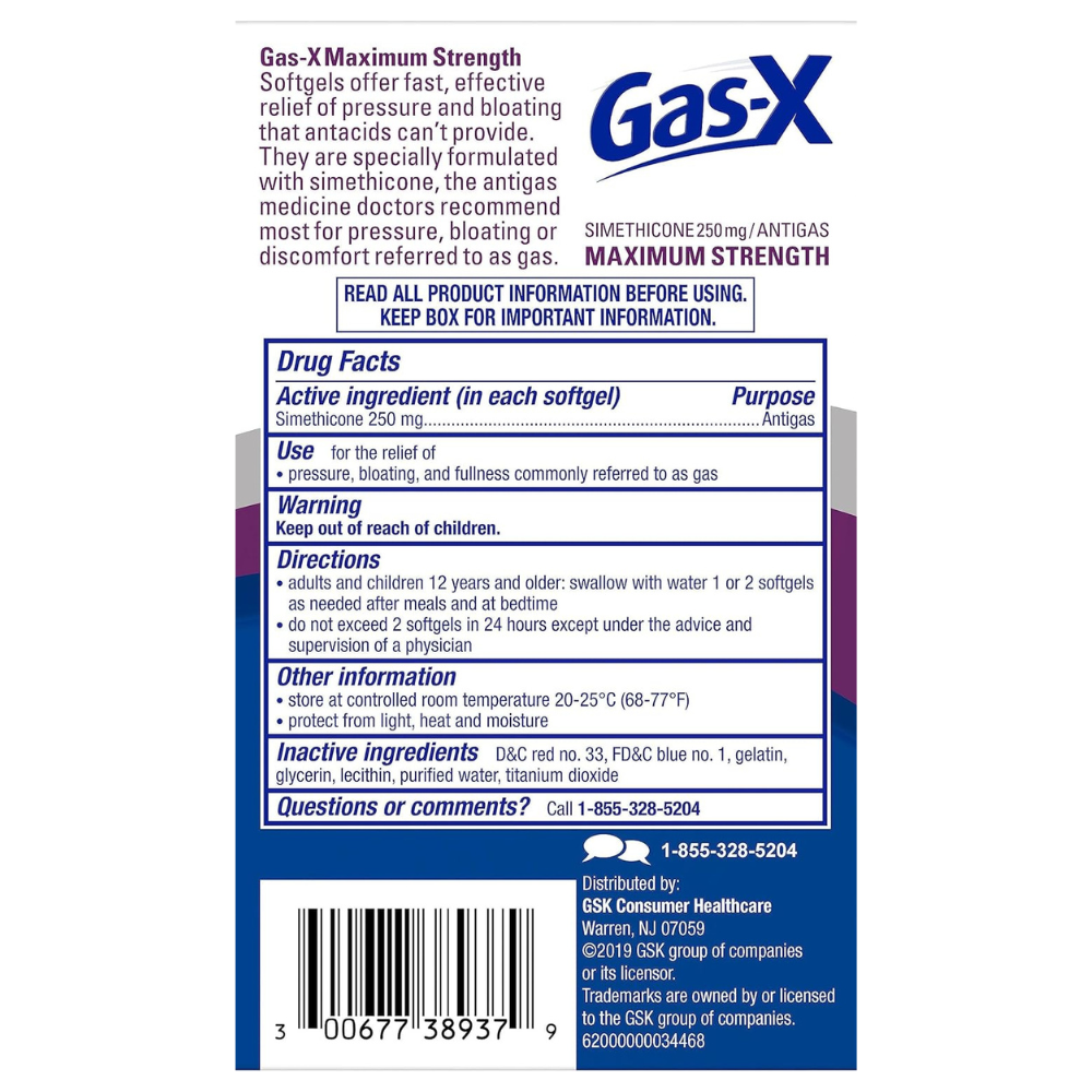 Gas-X Maximum Strength Gas Relief Softgels with Simethicone 250 mg