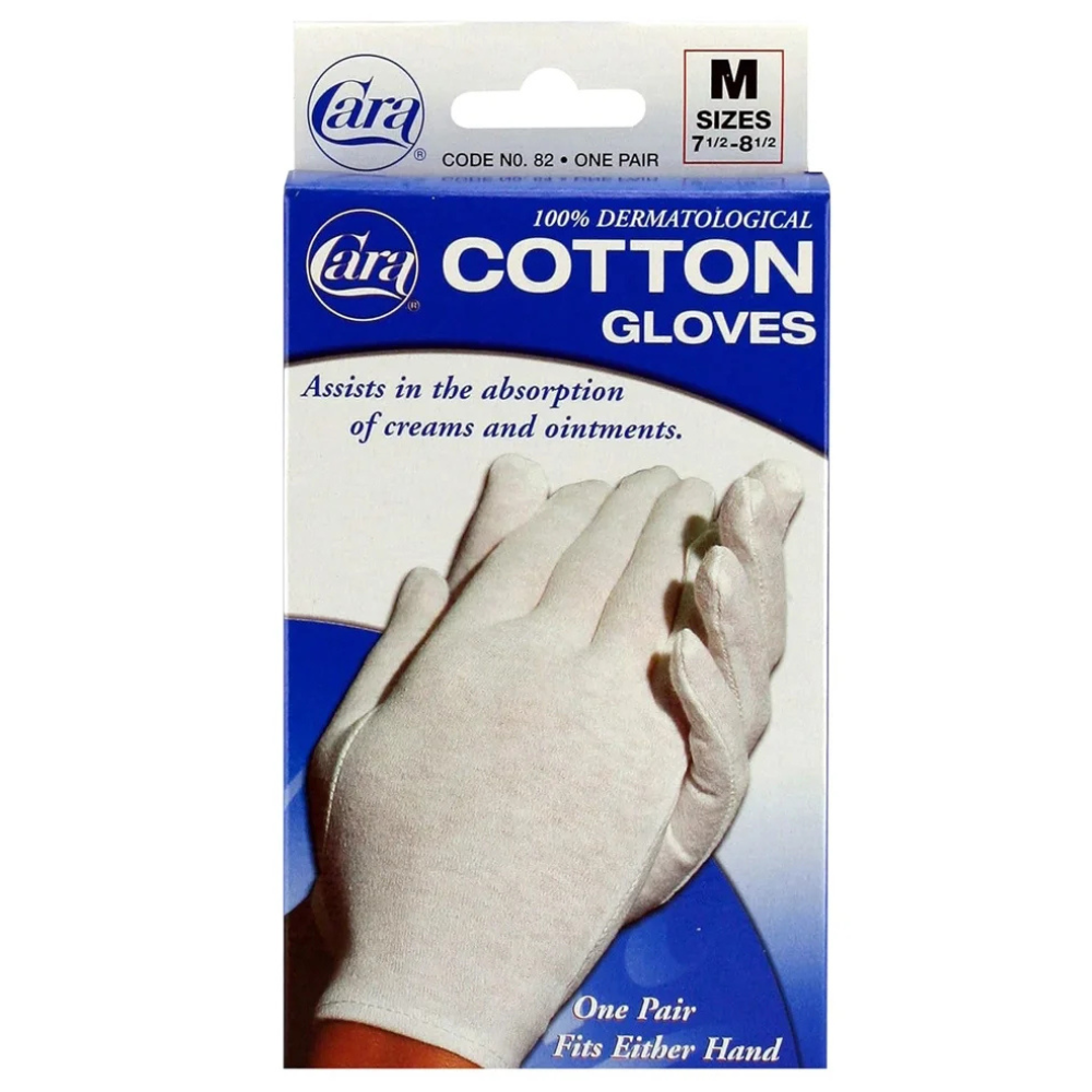 Cara 100% Cotton Gloves Hypoallergenic - Medium Sizes