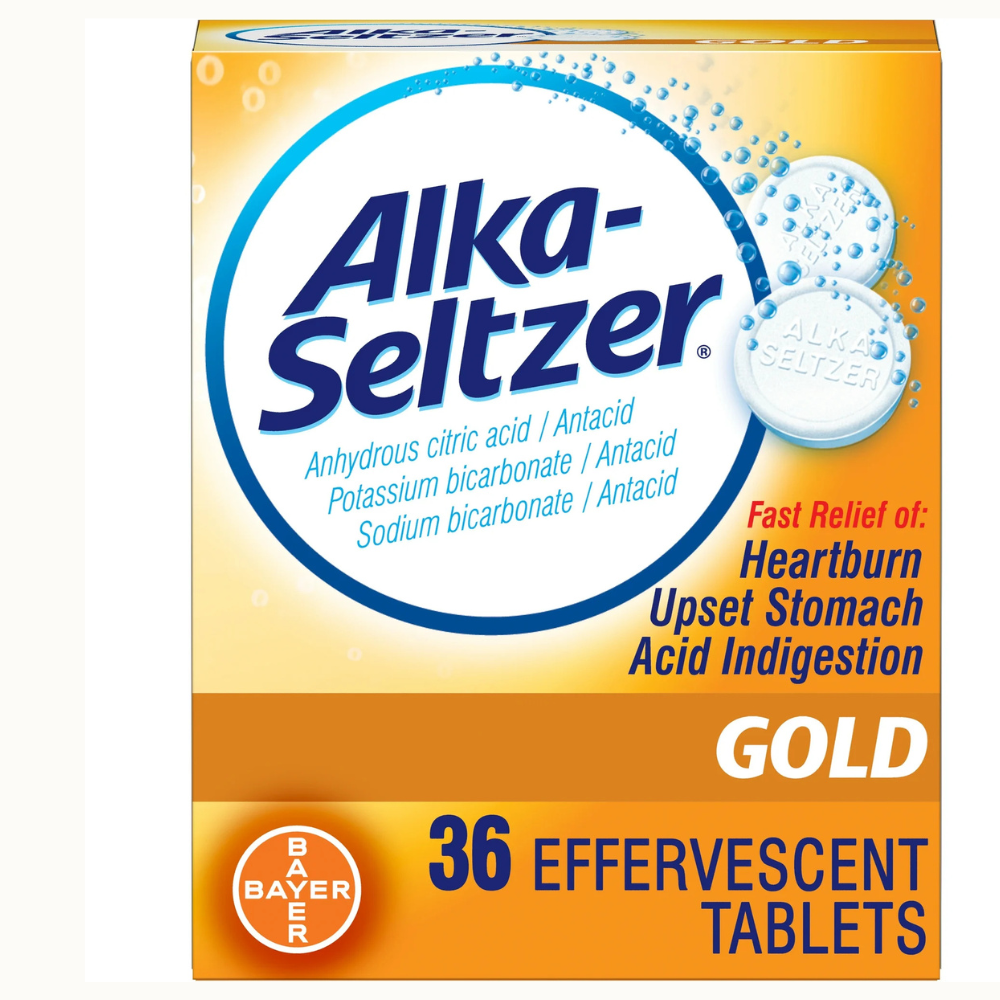 Alka-Seltzer Gold Tabletas Efervescentes Sin Aspirina para el Alivio de la Acidez Estomacal