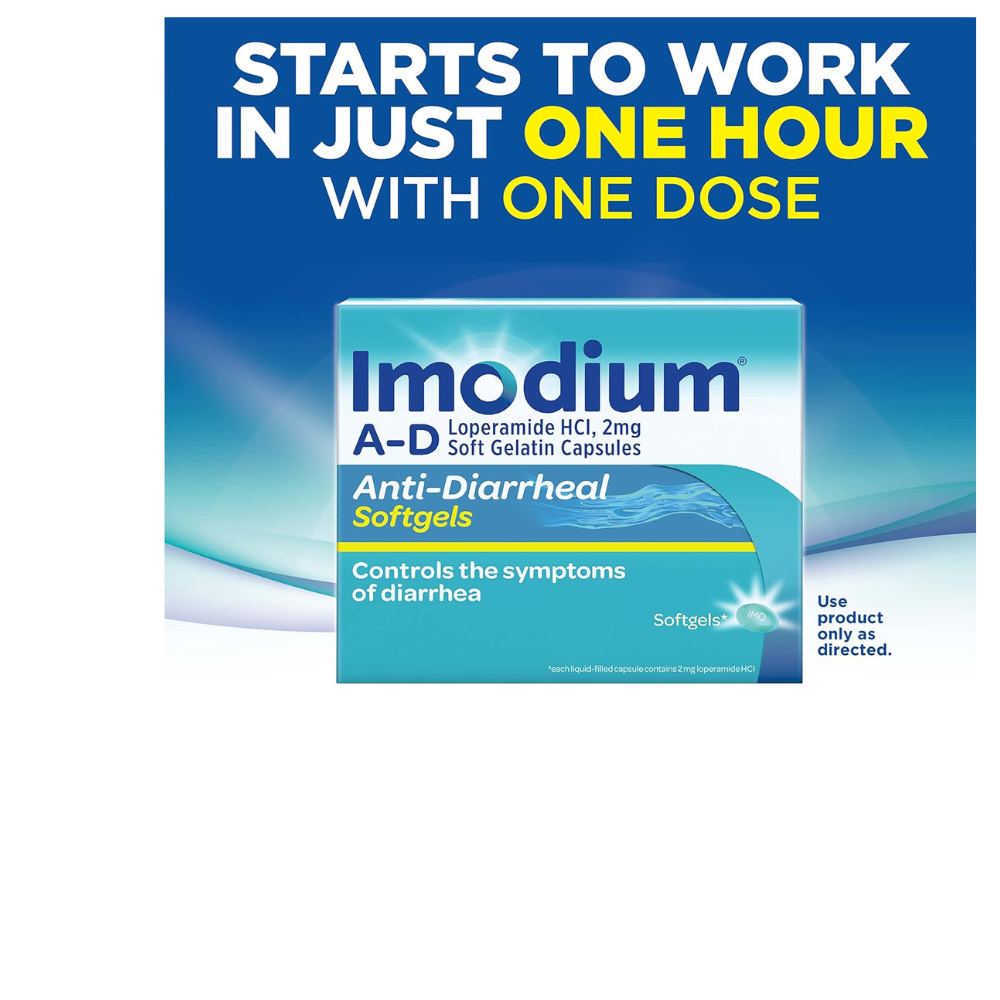 IMODIUM A-D Anti-Diarrheal Medicine Softgels with 2mg Loperamide HCl