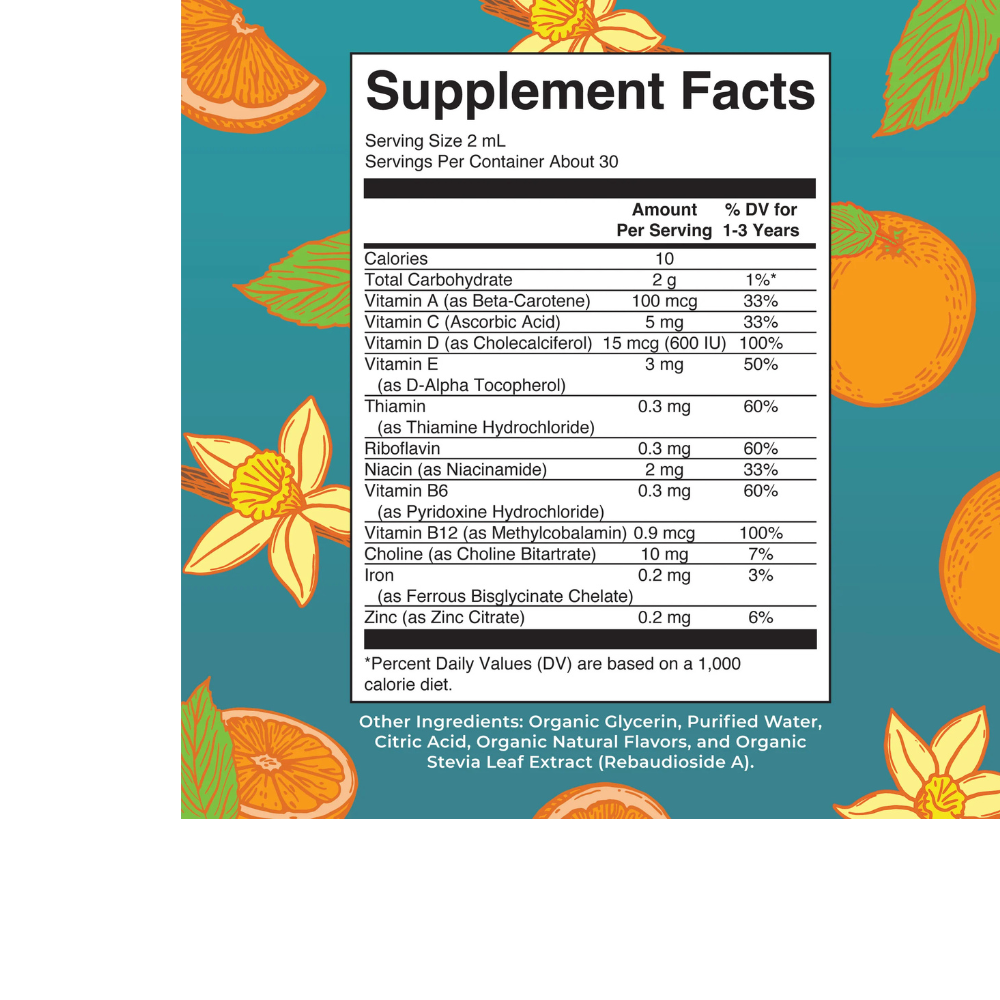 Organic Toddler Multivitamin Liquid Drops With Iron