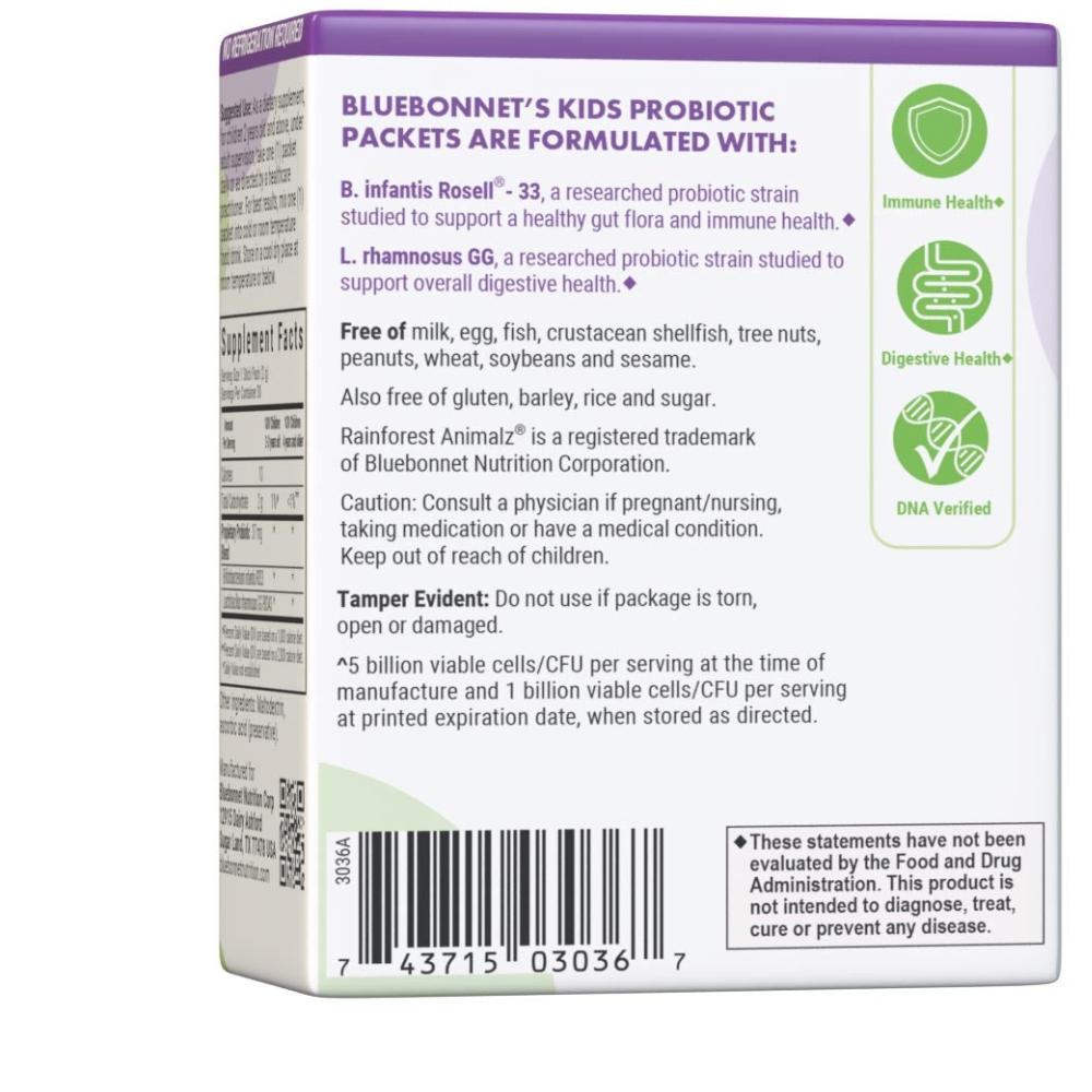 RAINFOREST ANIMALZ KIDS PROBIOTIC UNFLAVORED