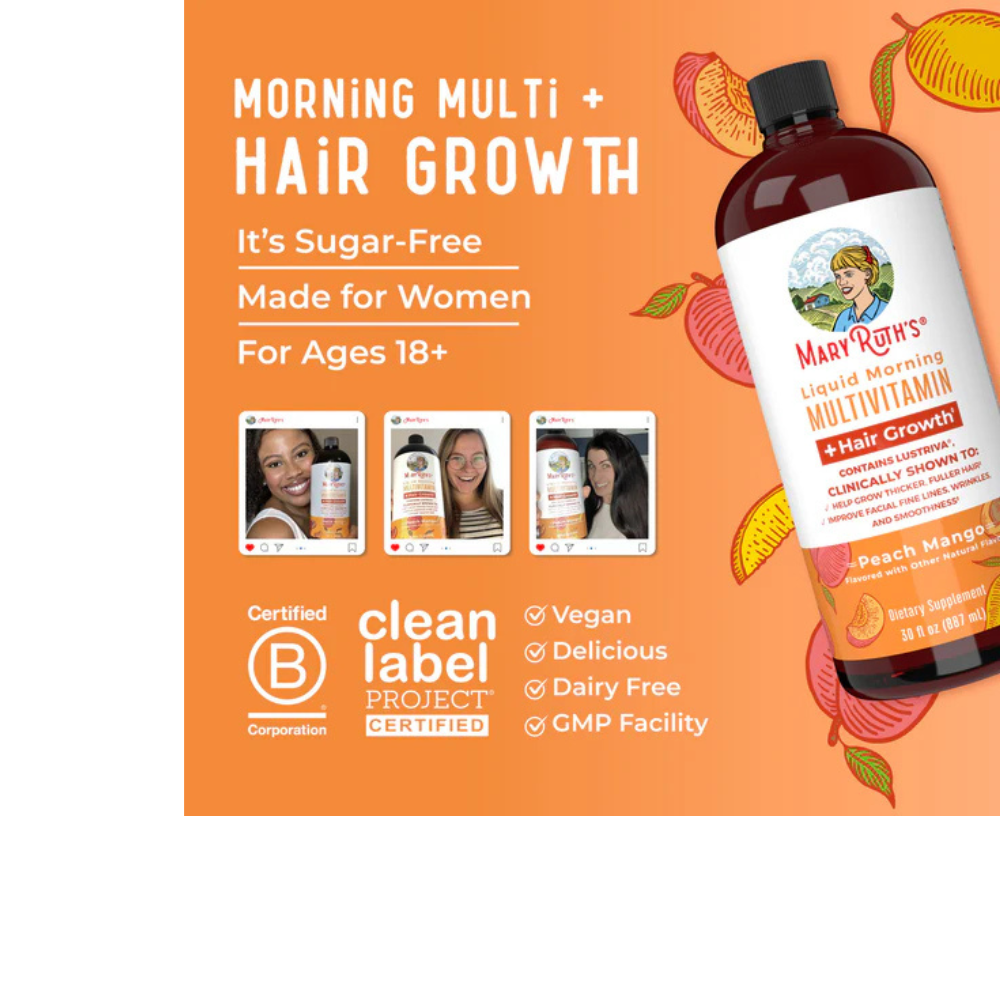 LIQUID MORNING MULTIVITAMIN + HAIR GROWTH PEACH MANGO