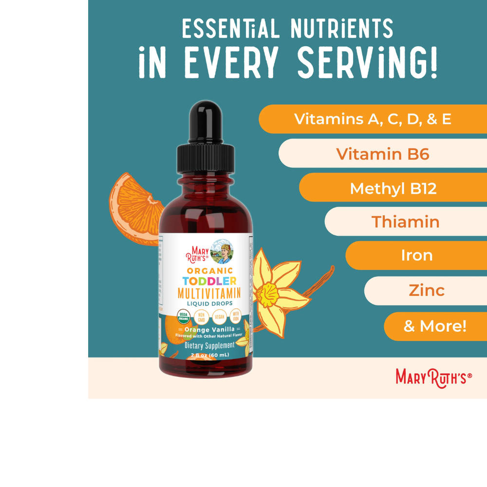 Organic Toddler Multivitamin Liquid Drops With Iron