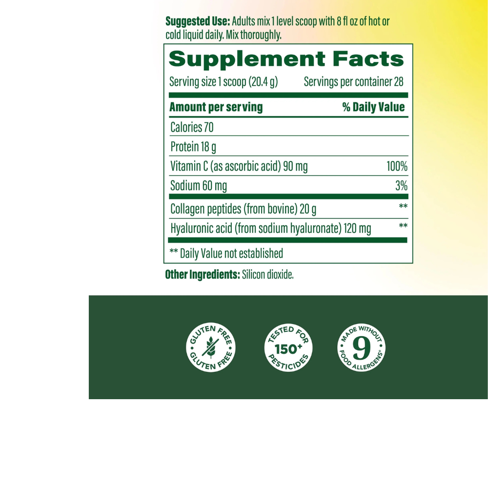 Péptidos de colágeno con ácido hialurónico y vitamina C