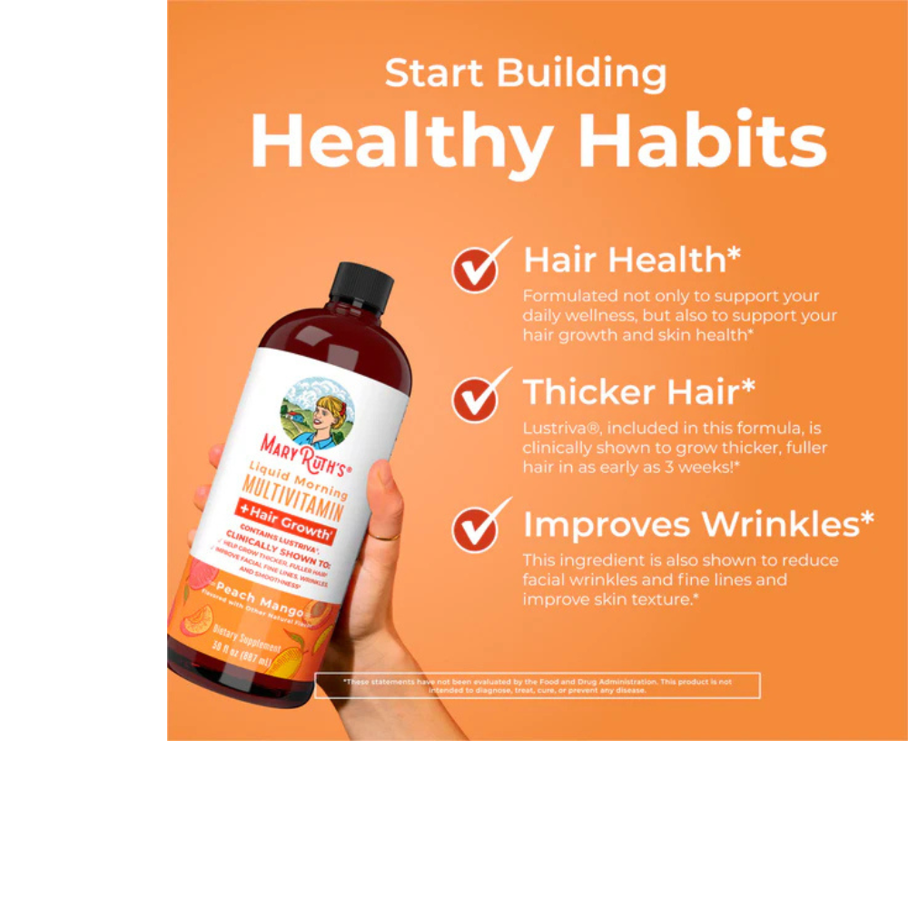 LIQUID MORNING MULTIVITAMIN + HAIR GROWTH PEACH MANGO