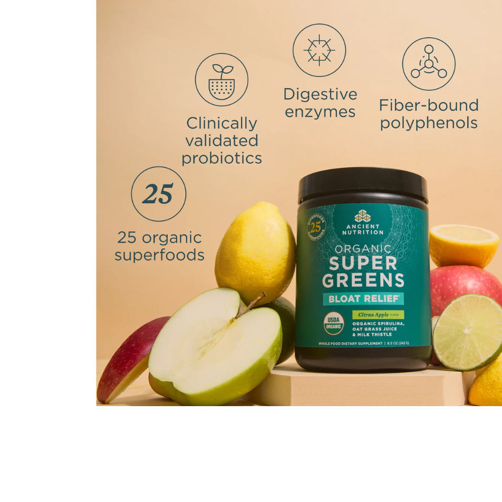 Organic SuperGreens Bloat Relief - CITRUS APPLE FLAVOR