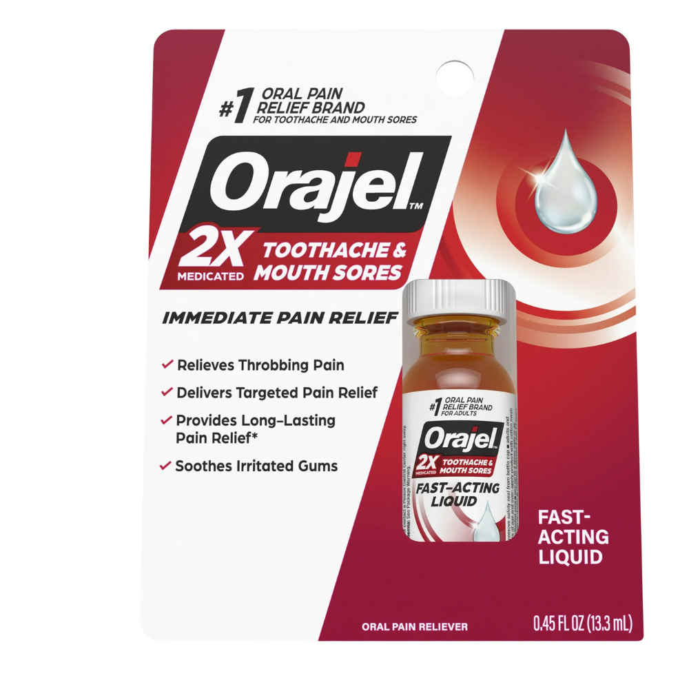 Orajel 2X Medicated Toothache & Mouth Sores Liquid