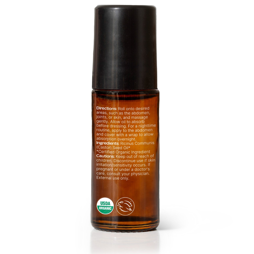 Aceite de ricino orgánico para el cuerpo con aplicador roll-on