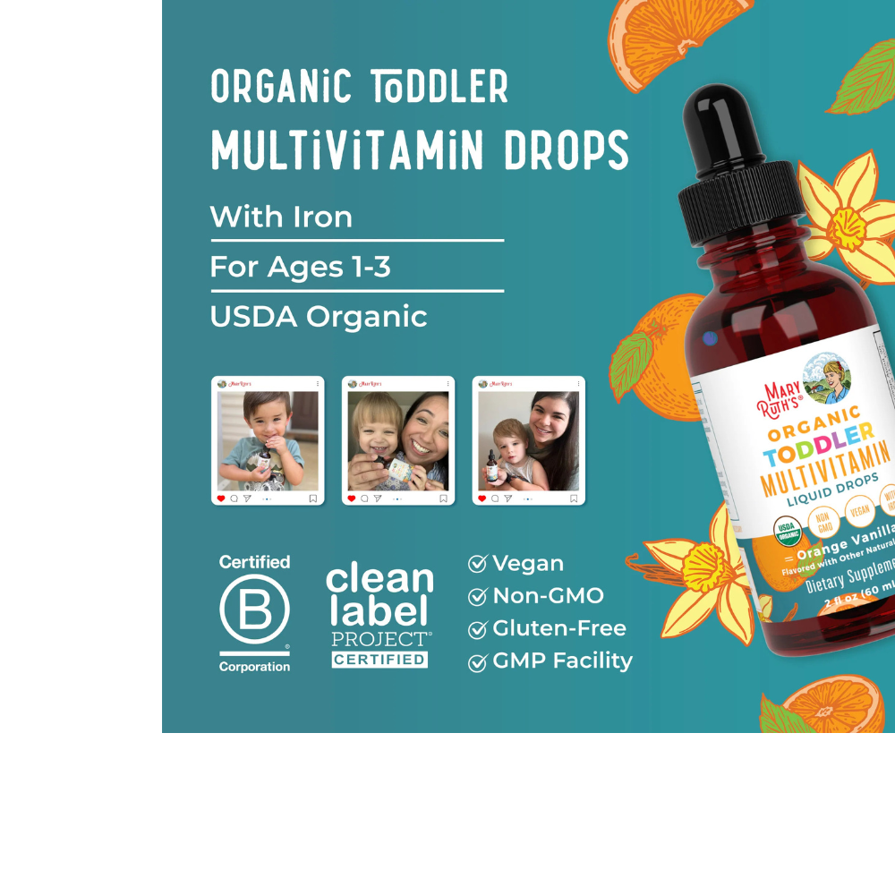 Organic Toddler Multivitamin Liquid Drops With Iron