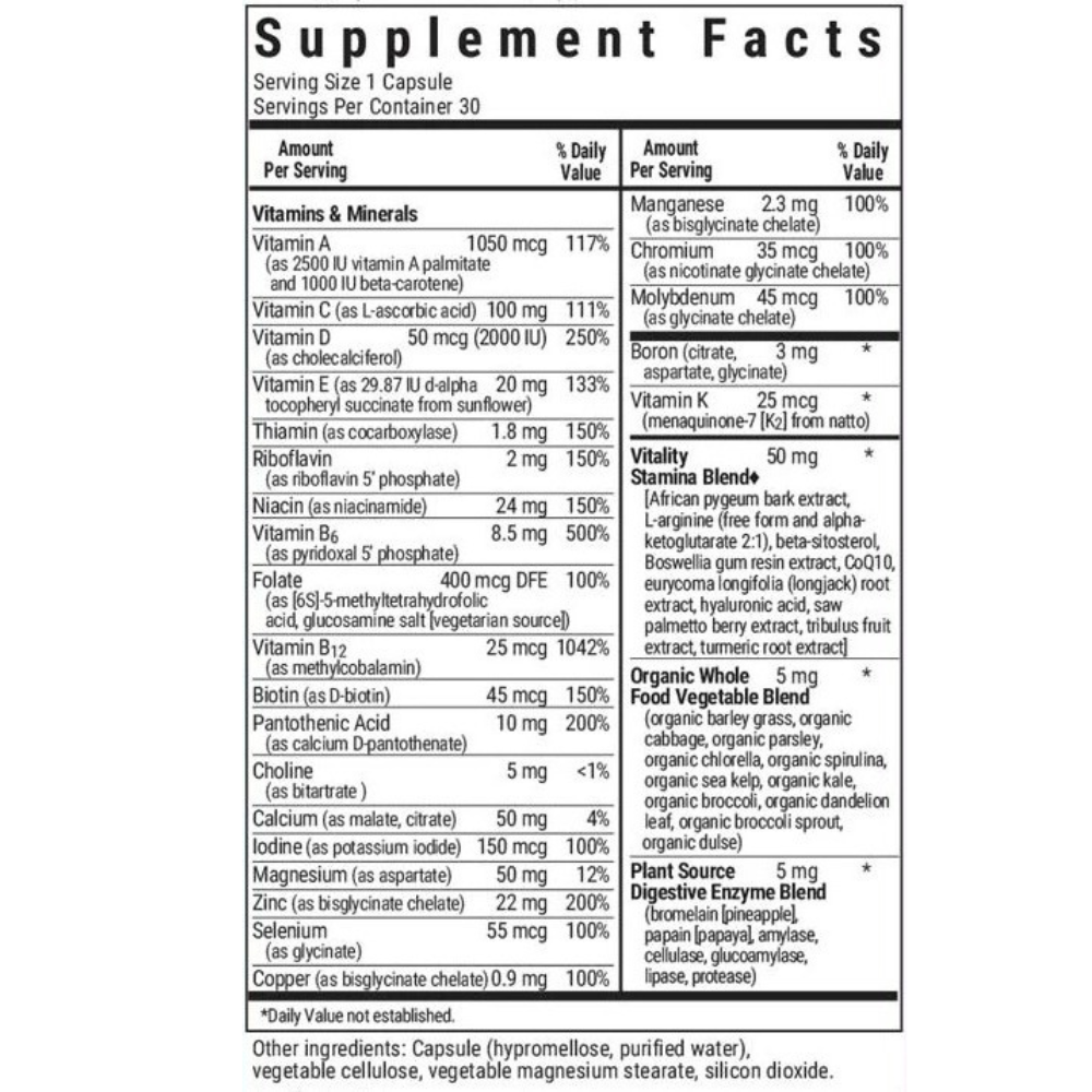 MULTIVITAMÍNICO A BASE DE ALIMENTOS INTEGRALES PARA HOMBRES MAYORES DE 40