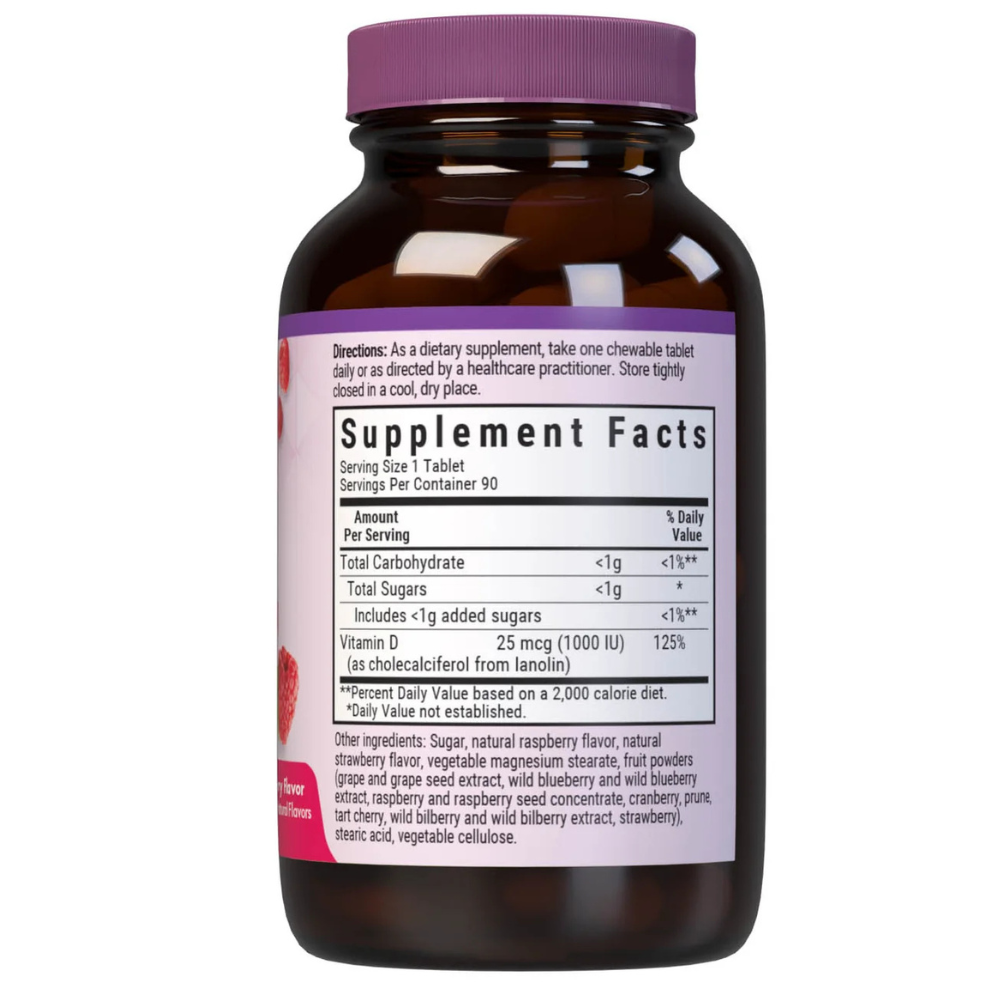 EARTHSWEET CHEWABLES VITAMIN D3 1000 IU - Raspberry Flavor