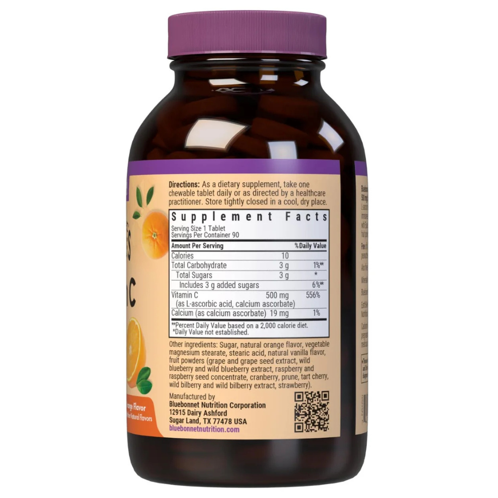 EARTHSWEET MASTICABLES VITAMINA C-500 mg, Sabor Naranja