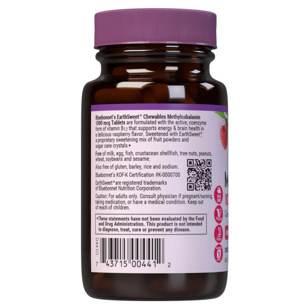 EARTHSWEET MASTICABLES METILCOBALAMINA CELULAR ACTIVA 1000 mcg - Sabor Frambuesa