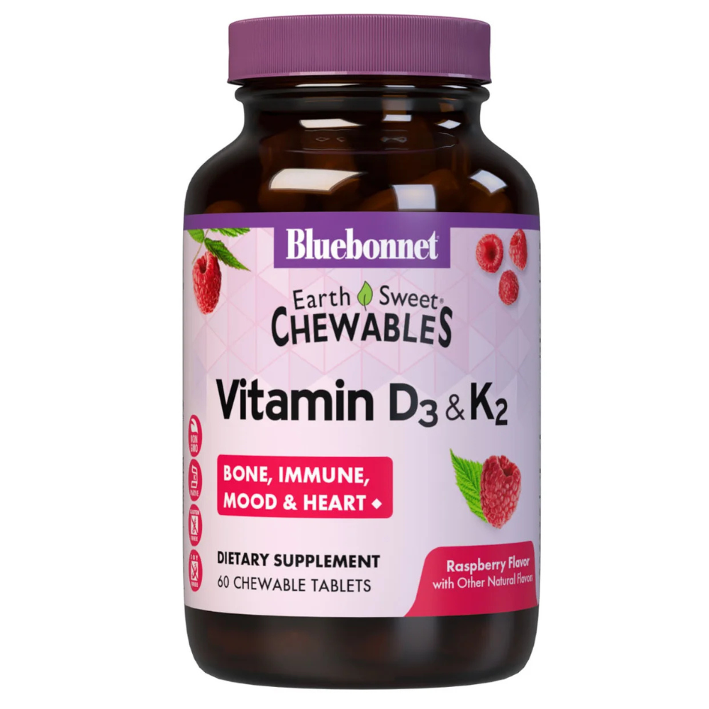 Vitamina D3 y K2 EarthSweet Masticables - Sabor Frambuesa