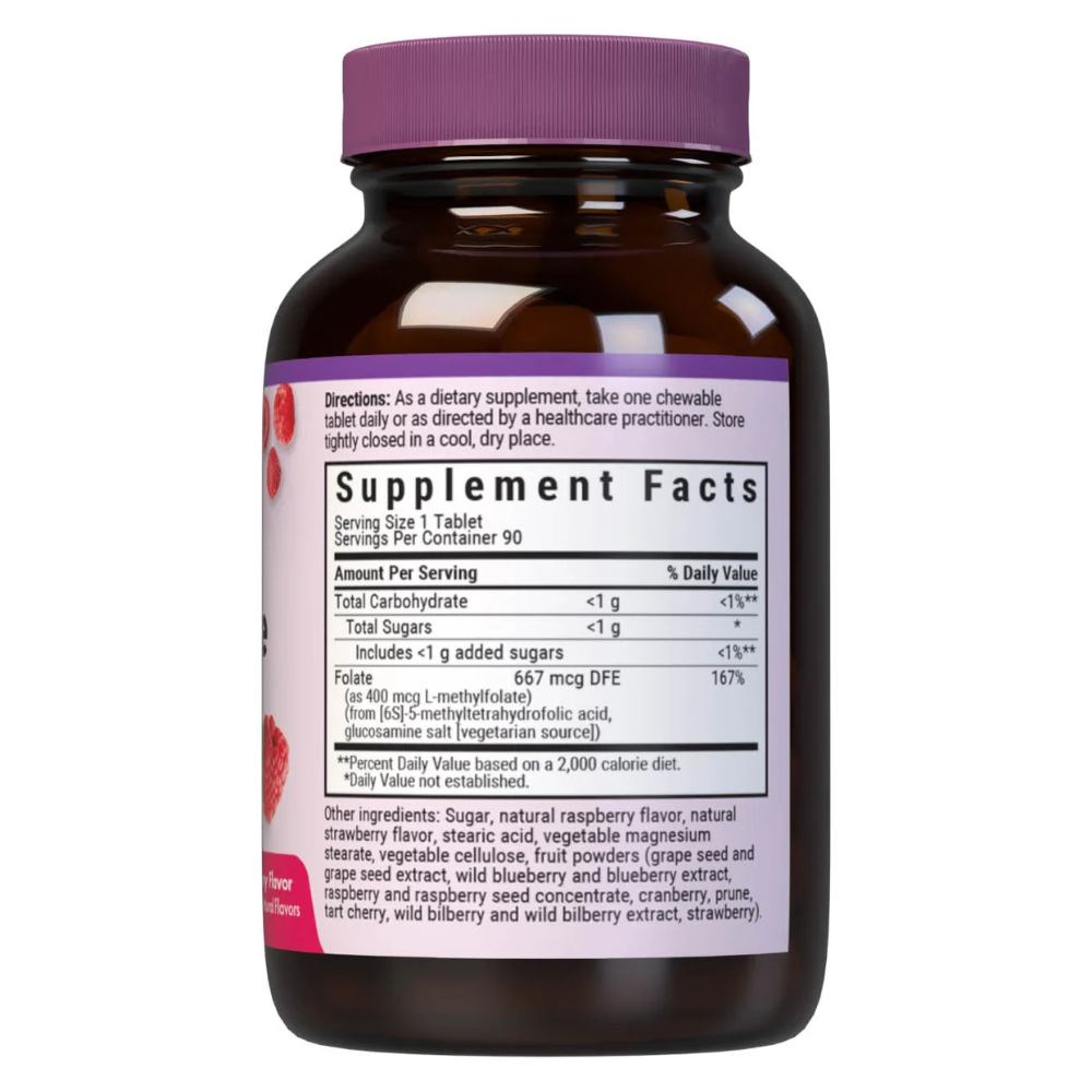 EARTHSWEET CHEWABLES CELULAR ACTIVO METILFOLATO 400 mcg - Sabor Frambuesa