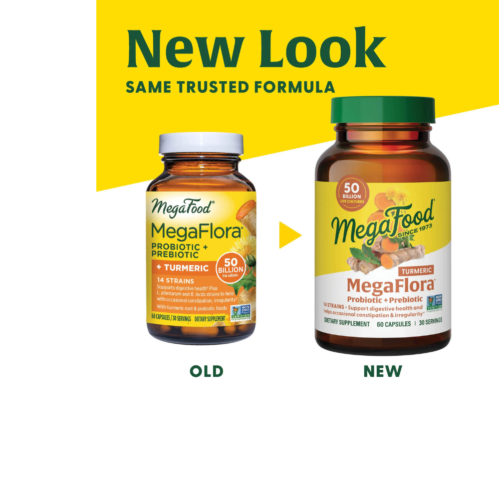 MegaFlora Probiótico + Prebiótico con Cúrcuma