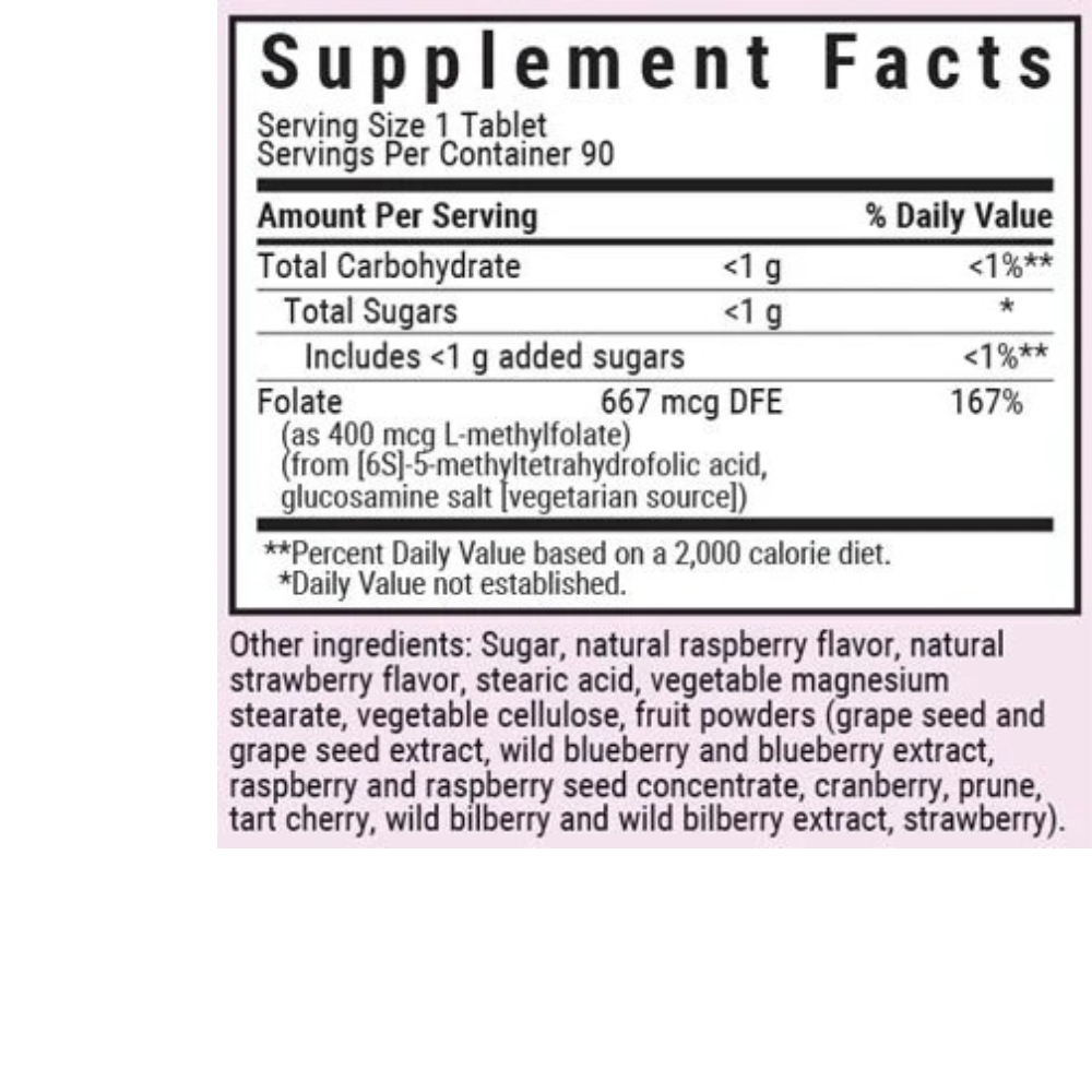 EARTHSWEET CHEWABLES CELULAR ACTIVO METILFOLATO 400 mcg - Sabor Frambuesa