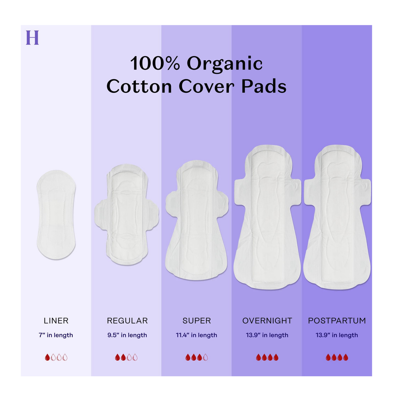 Organic Cotton Cover Overnight Pads with Wings