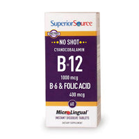 Thumbnail for NO SHOT B-12 1,000 mcg (as Cyanocobalamin) / B-6 / Folic Acid 400 mcg - My Village Green