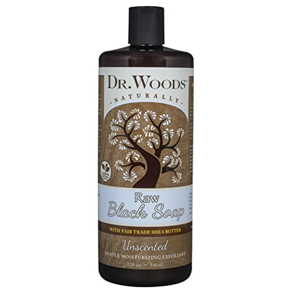 Raw Moisturizing Black Unscented Soap with Organic Shea Butter - Dr Woods